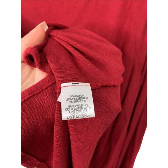 Gibsonlook Convertible Neckline Cozy Fleece Sweater Mulberry Wine Medium NEW - Picture 6 of 7